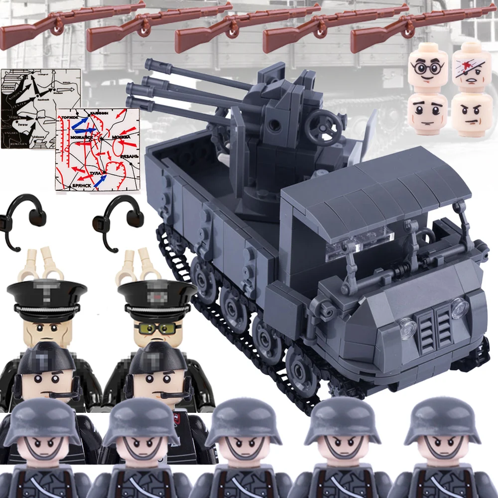 

Военный немецкий тяжелый бронированный грузовик, блоки, солдаты, офицер, армия, фигурки, карты войск, оружие, автомобили, танк, автомобиль, кирпичи, игрушки WW2