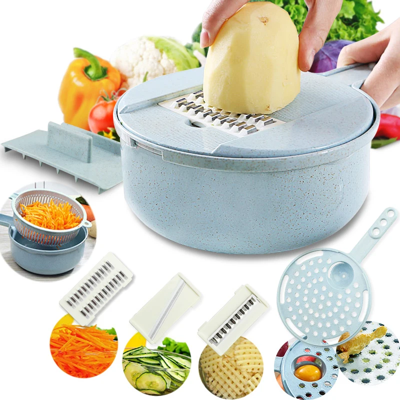 

12 In 1 Multi-Function Vegetable Chopper Carrots Potatoes Manually Cut Shred Slicer Radish Grater Kitchen Tools Vegetable Cutter