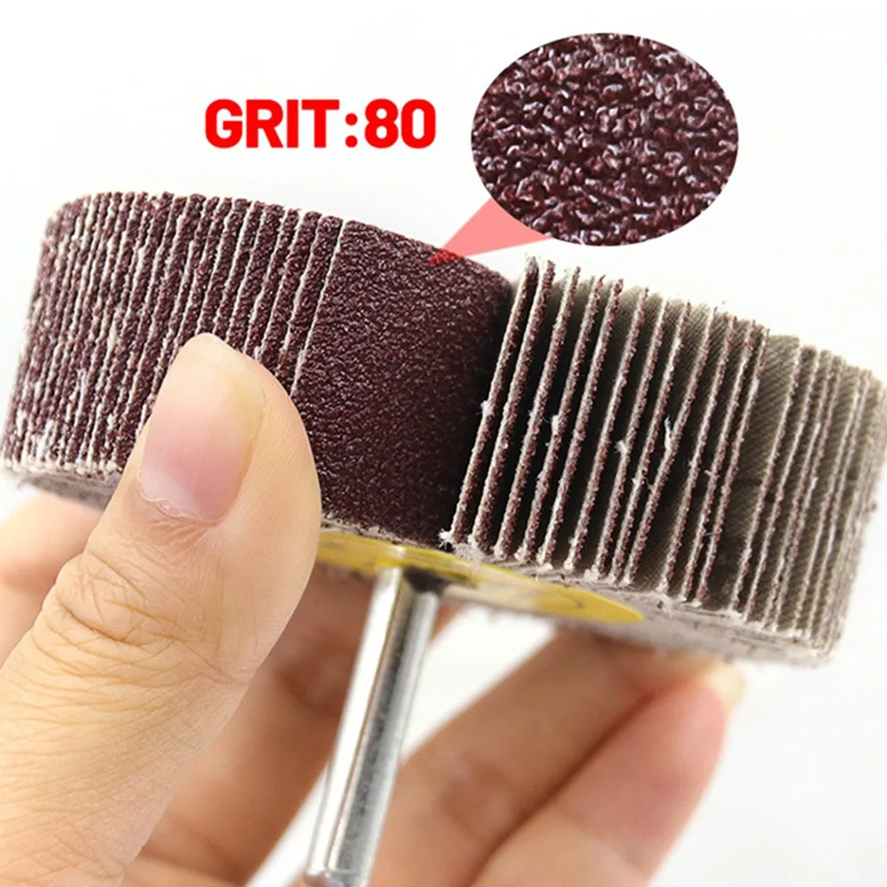 

16-80mm 6mm Shank Emery Cloth Sandpaper Louver Wheel Grinding Head 80 Grit Sanding Flap Wheel Disc Abrasive Grinding Polishing