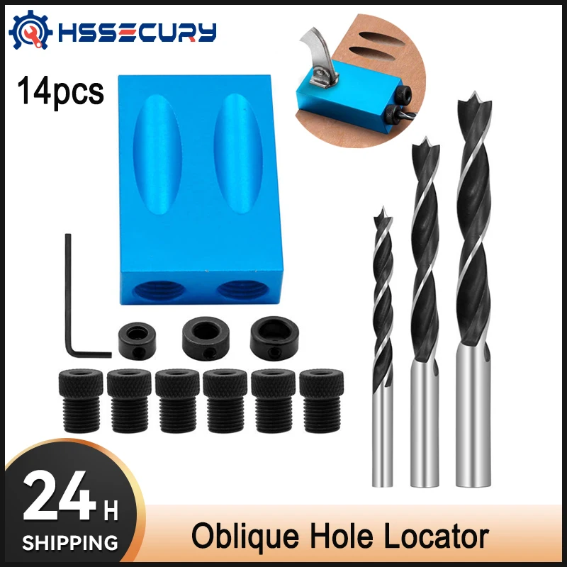 

Pocket Hole Jig 15 Degree Replaceable Drill Guide Magnetic Back Dowel Jig Kit Oblique Hole Locator Drill Bits DIY Tool 6/8/10mm