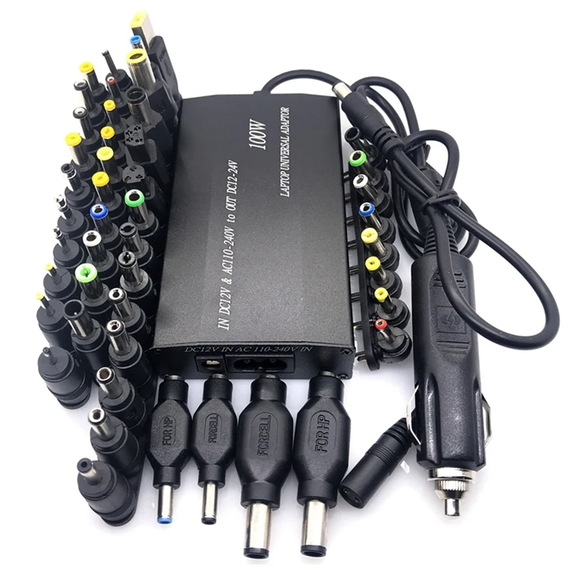

Universal 5V-24V AC Power Adapter Adjustable Car Home Charger USB5V Power Supply 100W 5A Laptop With 38Pcs DC Connector