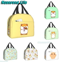 cute hamster holding sun flower lunch box reusable lunch bag work bento cooler reusable tote picnic boxes insulated container