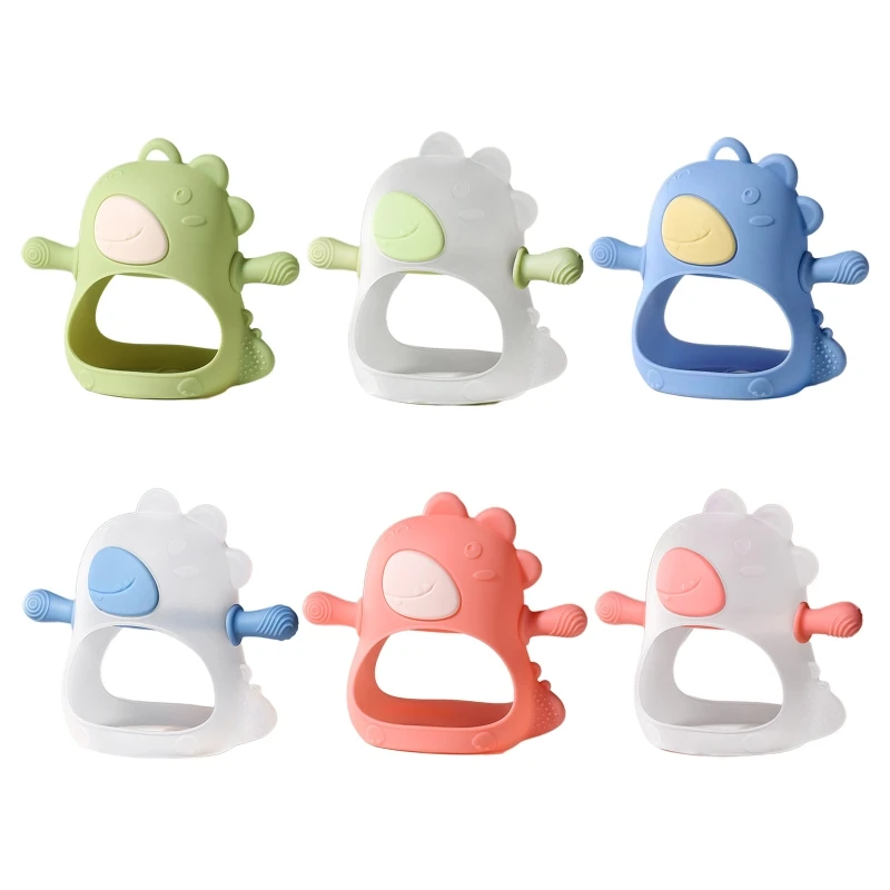 

L21F Fashion Dinosaur Teether Baby Cartoon Animals Baby Teether BPA Free Silicone Teether DIY Teething Toy for Babies Infant