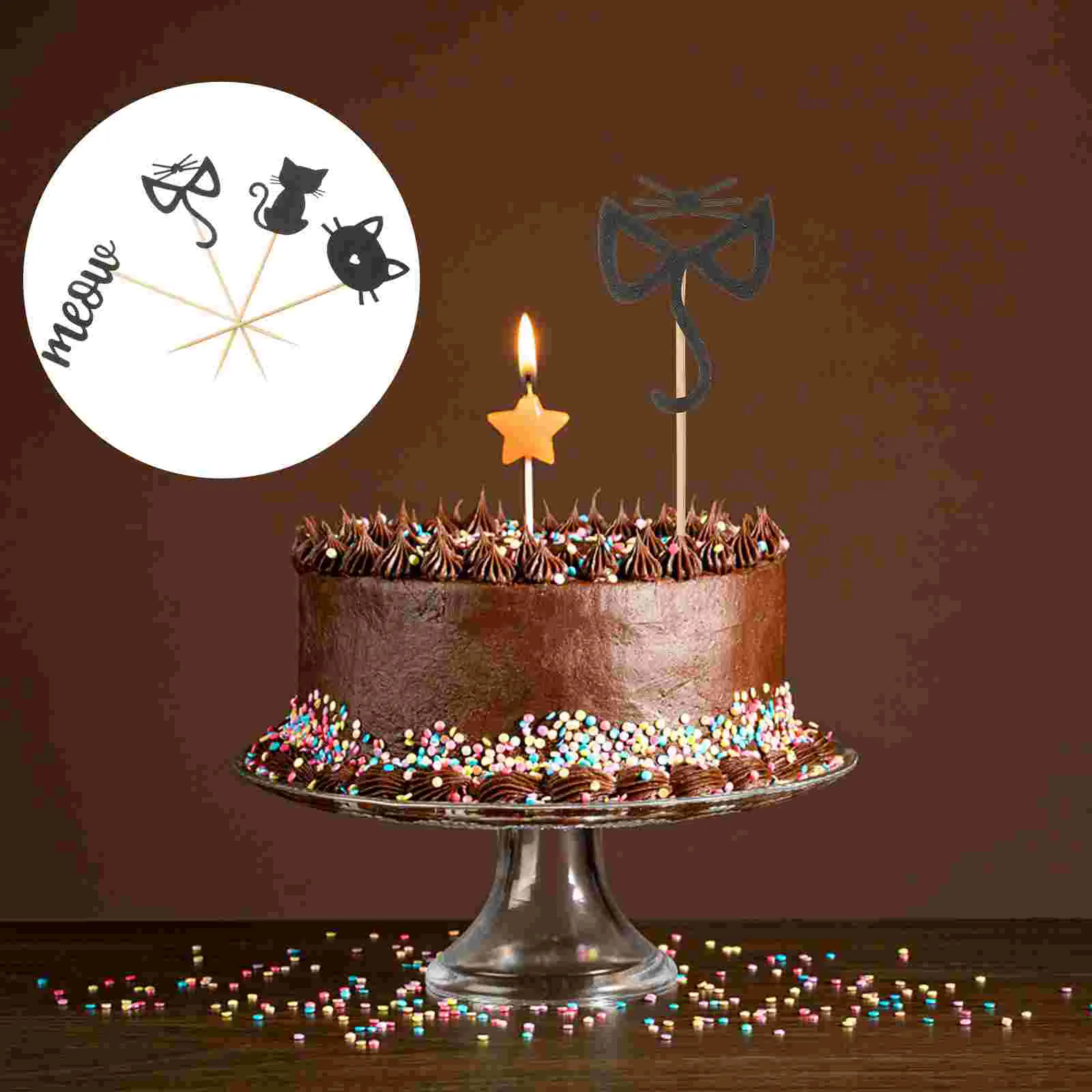 24 шт. вставка для торта с изображением кота декоративный топпер выпечки топперы