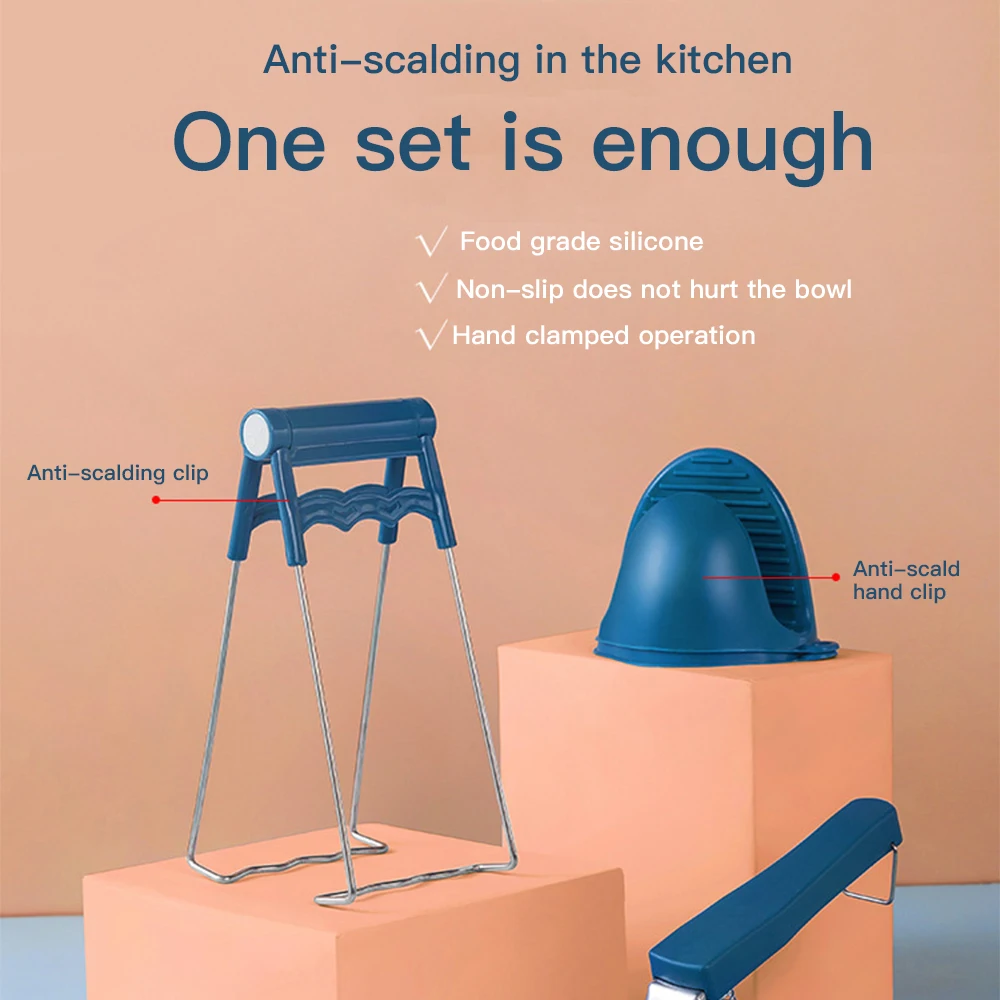 

Bowl Clamp 6-piece Sets High Temperature Resistant Non-slip Bowl and Dish Clamp Plate Bowl Clamp Anti-scald Gloves Kitchen Tools