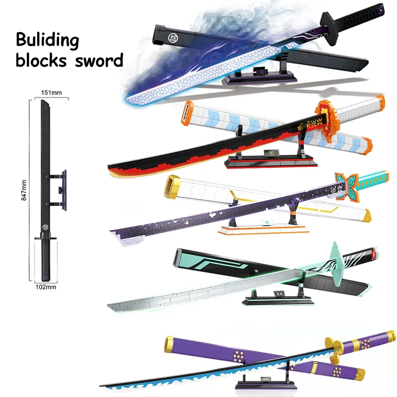 

Demon Slayer One piece Sword Luminous Sword Building Blocks Diy Model Educational toys Assembly Weapon Toy Brick for Children