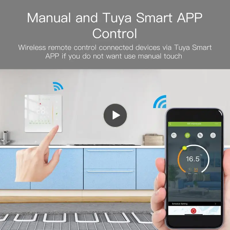 

Touch Screen Gas Boiler For Electric Floor Heating Water Temperature Remote Controller Tuya Wifi Lcd Display Warm Floor Heating