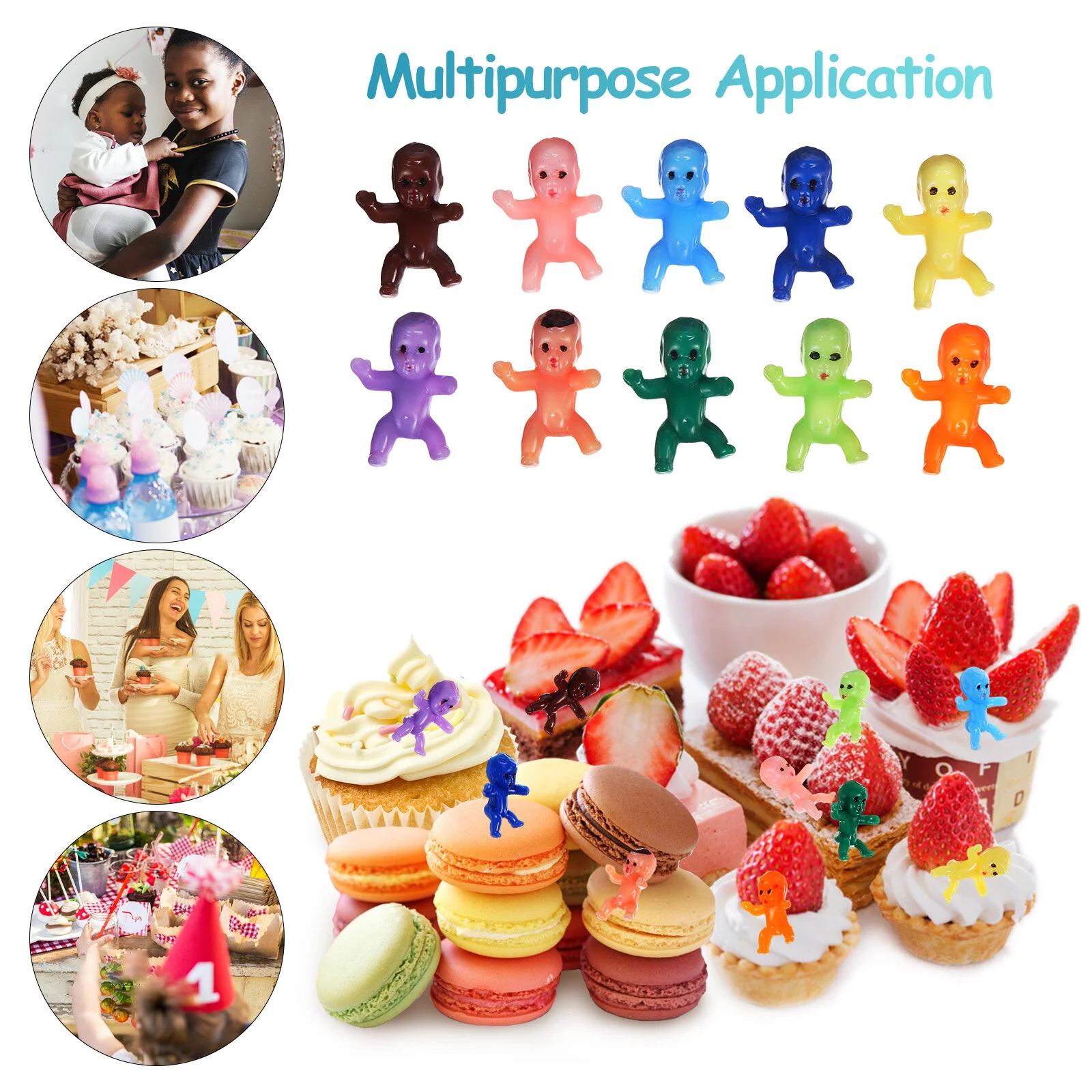 

100 Pcs Little Cake Decor Tiny Babies Dolls Toy Plastic Baby Statues Mini Small