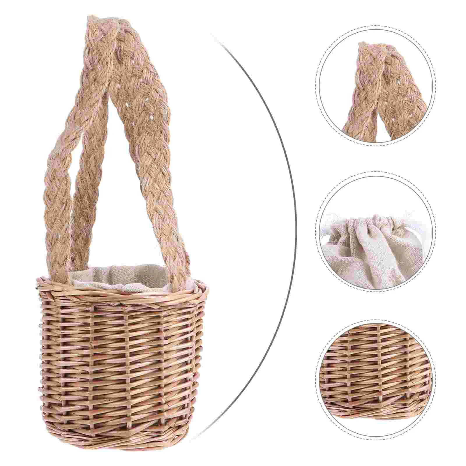 

Basket Flower Storage Wedding Woven Candy Willow Girl Baskets Rattan Ceremony Bin Wicker Rustic Organizer Small Handheld Weaving