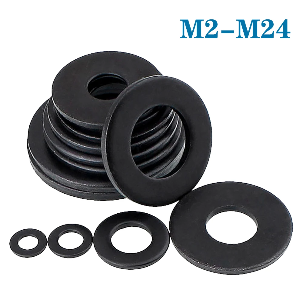 

5-50Pcs M2 M2.5 M3 M4 M5 M6 M8 M10 M12 M14 M16 M20 M22 M24 GB97 Black Grade 8.8 Carbon Steel Flat Washer Plain Gasket Pad