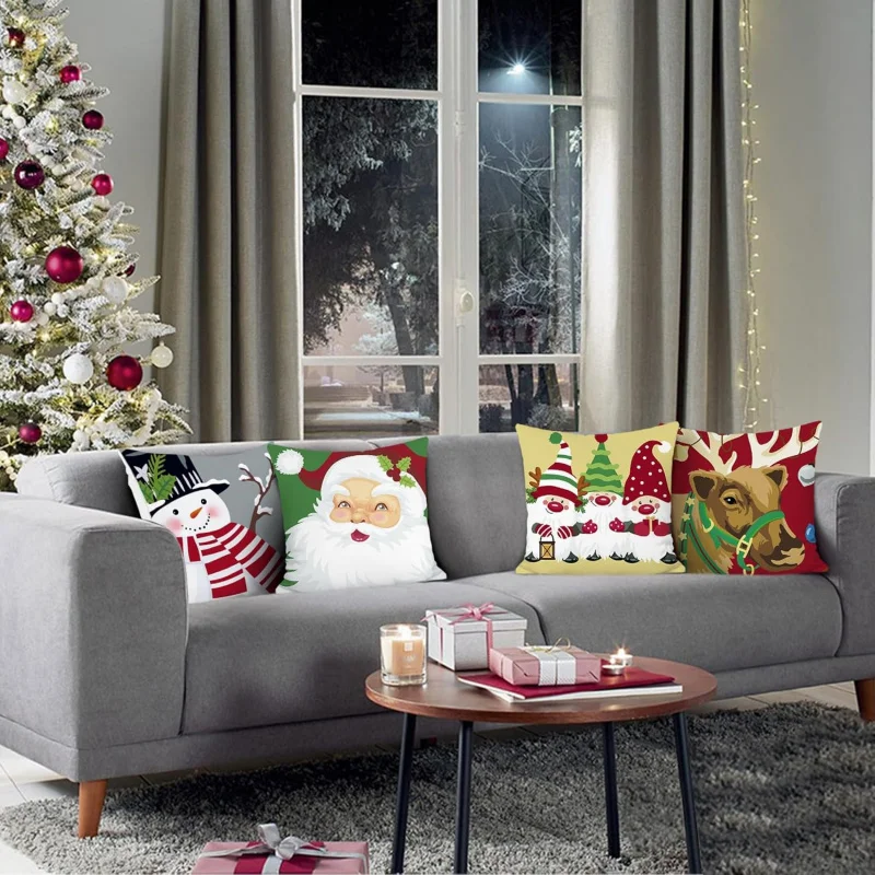 Рождественские наволочки с Санта-Клаусом гномы снеговик олень для дивана зимний