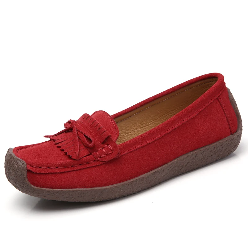 Women Flats Cow Leather Square Toe Casual Loafers Women Shoe Without Heel Spring Autumn Mules Woman Simple Shoes 2023