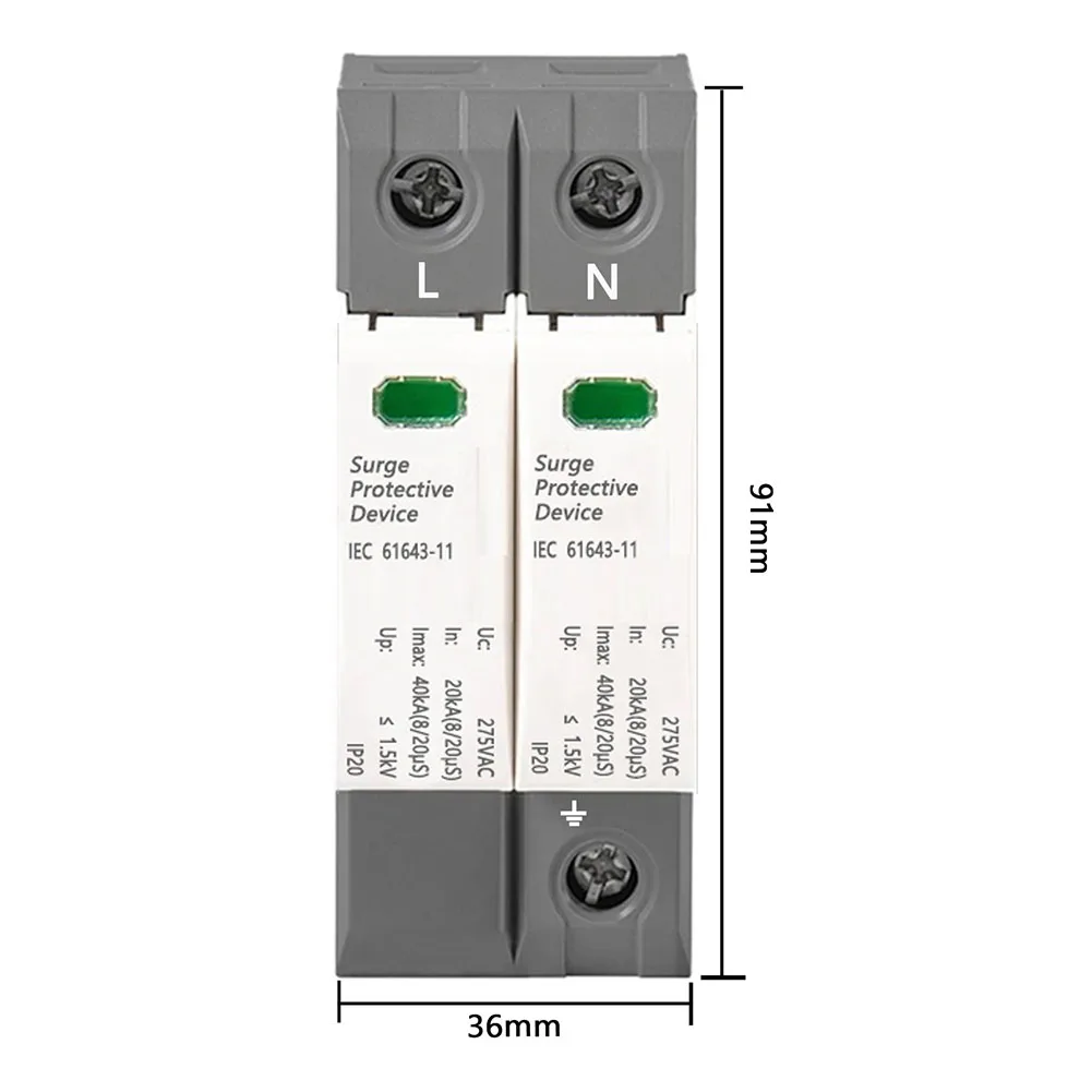 20/40KA 2P 275V сетевой фильтр 91*36*64 мм для устройства защиты от перенапряжения Arrester