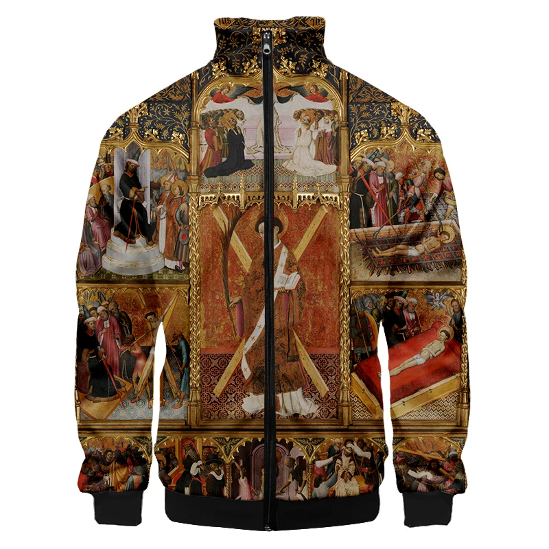 

Dunhuang Baroque Luxury Mural 3D Full Body Printing Winter Male Jacket Men Clothe Streetwear Couple Full Sleeve Plus Size Zip Up