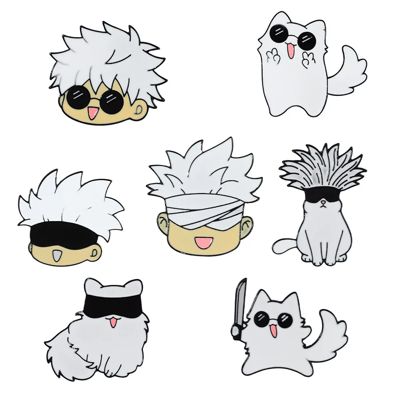 

B0069 Gojo Satoru Cats Enamel Pin Eye Mask Wholesale Cartoon Brooches Badge Jujutsu Kaisen Anime Accessories For Backpack