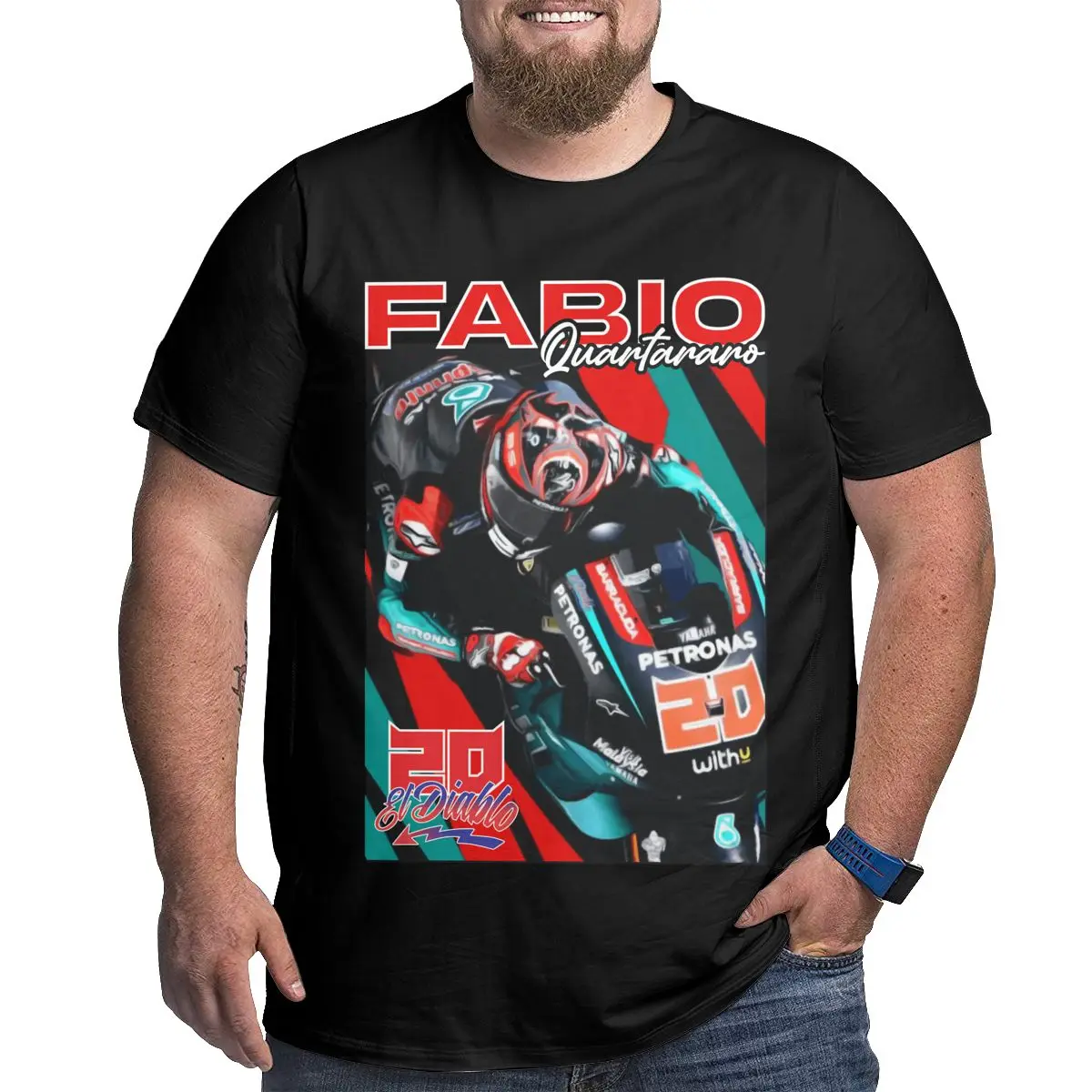 

Fabio And Quartararo 20 Champion Big Size Hot Sale Big Tall Man Oversized T-shirt Cool Loose Large Tees Tops