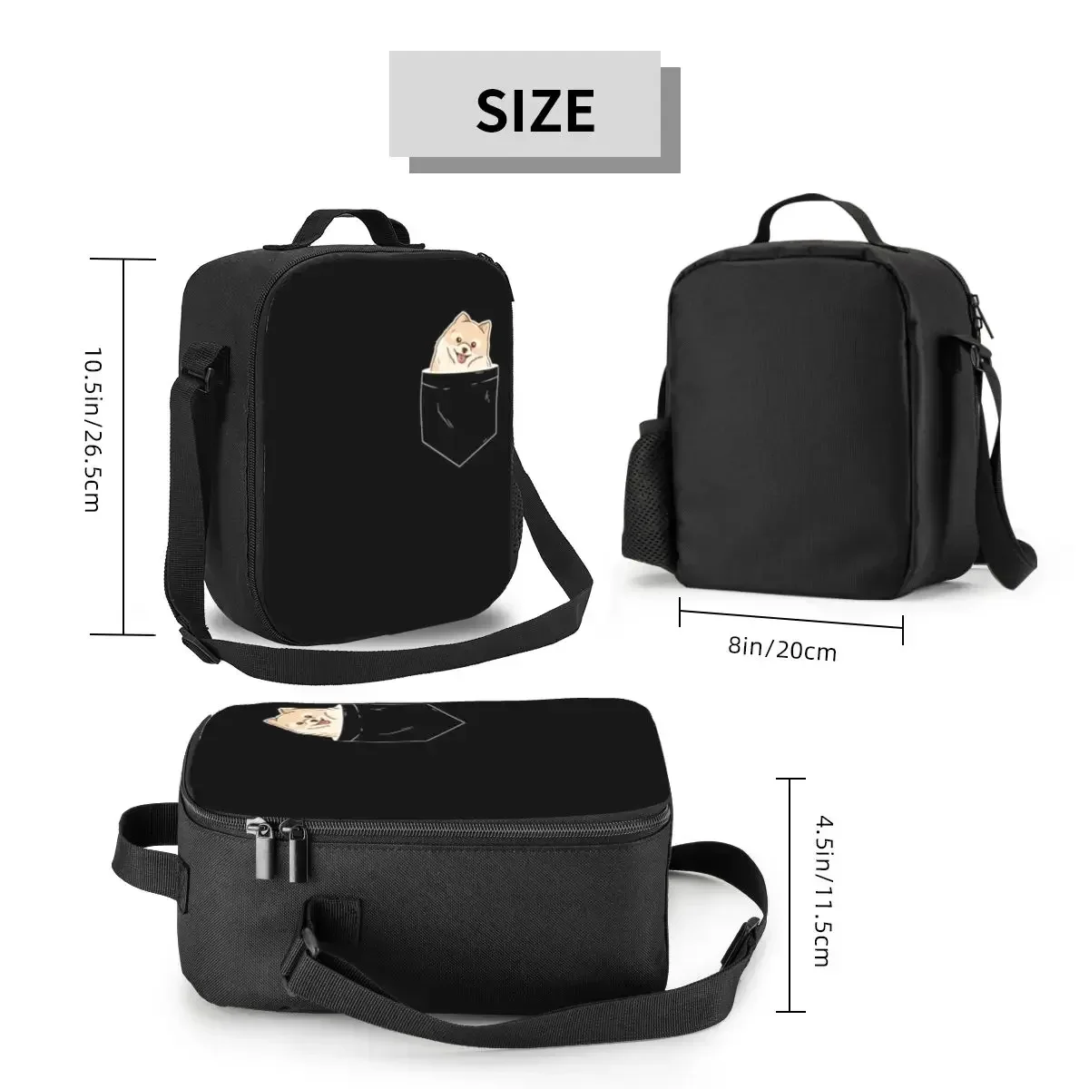 Изолированная сумка для обеда с померанским шпицом карликом и шпицами женщин