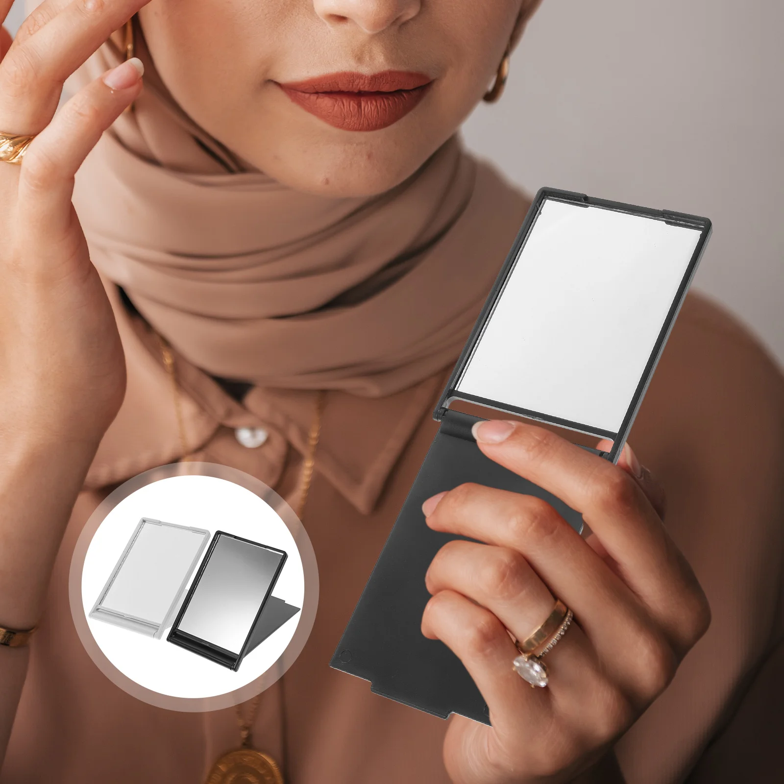 

Mirror Makeup Travel Compact Portable Vanity Foldable Outdoor Hand Handheld Pocket Sided Magnification Purse Double Mirrors