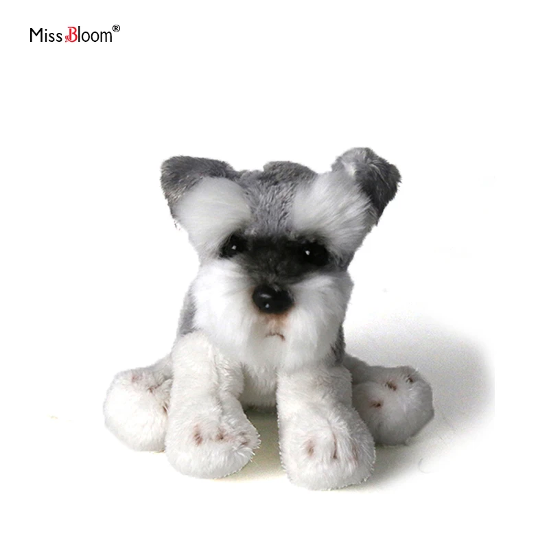 

13cm/5inch Cute Small Schnauzer Puppy Lifelike Plush Toy Adorable Dog Cuddly Stuffed Animal Birthday Gifts for Children Car Pet