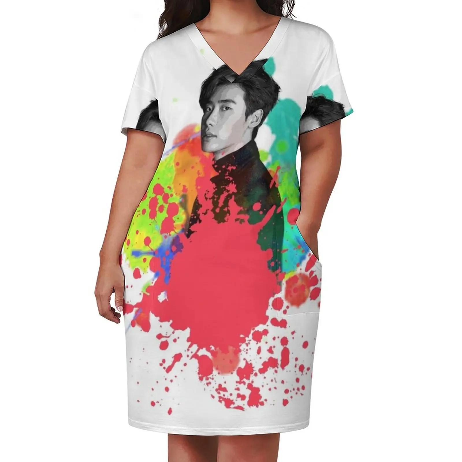 Lee Jong-Suk Jongsuk Jong Suk Oppa Свободное карманное платье свадебное для гостей на день