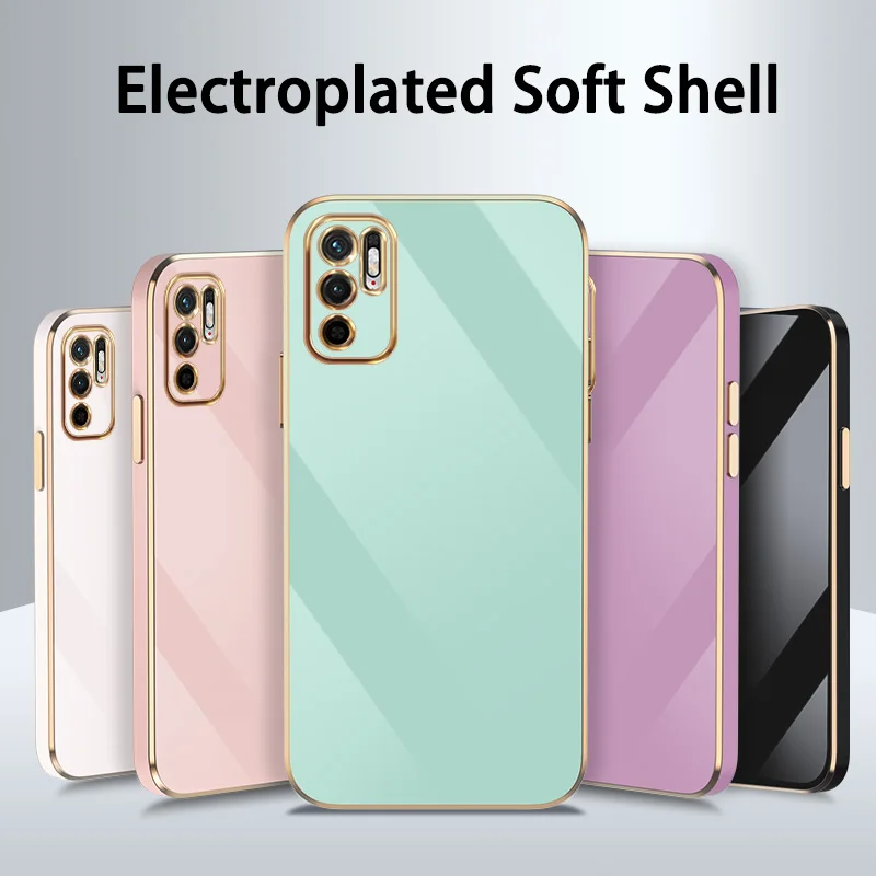 

Case For Xiaomi Redmi 10 Note 10 11 Pro Electroplating Gold Edge Silicone New Casing Fashion Shell Cover