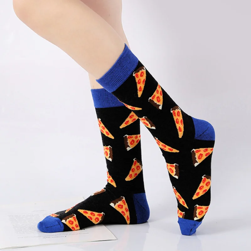 5 Pairs Casual Fashion Cotton Socks Funny Women&Men Fruit Food Men Happy Hip Hop Novelty Skateboard Crazy Long Socks Calcetines
