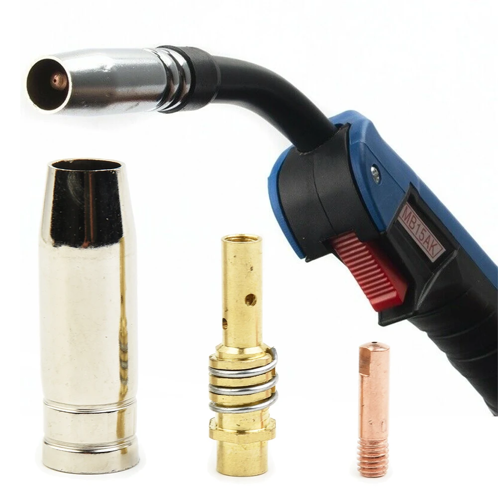 

3pcs Welding Torches Air Cooled MB 15AK 1.0mm Contact Tip Holder Gas Nozzle Welding Metal Access Industrial Supplies