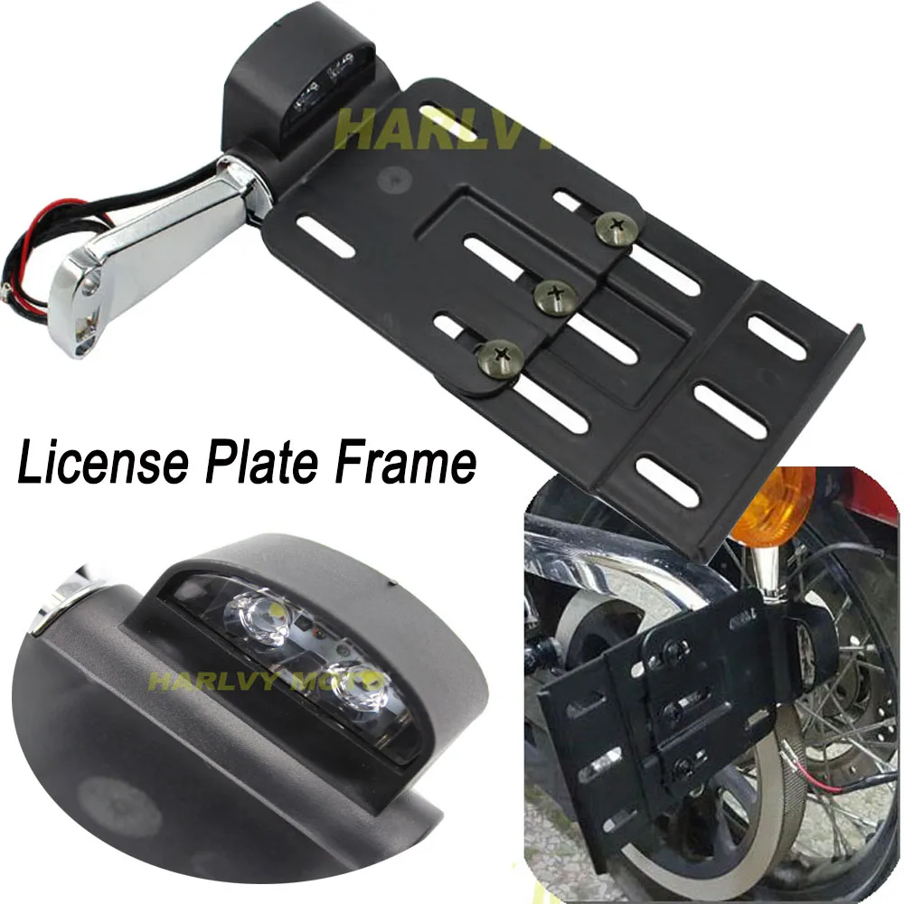 

For Sportster 883 1200 48 Black Motorcycle License Plate Frame Motorcycle LED Light Side Mount Plate 04-UP