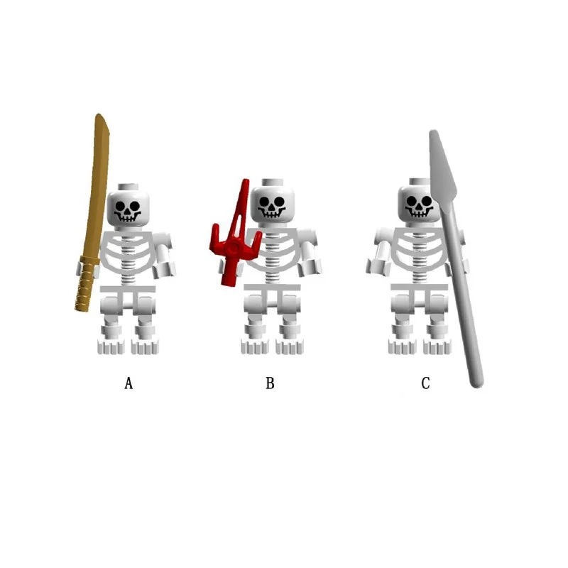 Средневековый скелет строительный блок корпус солдат Военная серия копье армия
