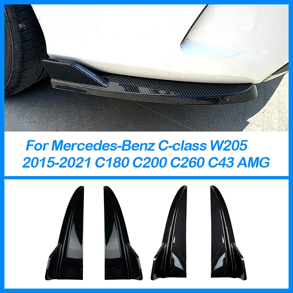 

For Mercedes-Benz C-class W205 2015-2021 C180C200C260 C43 AMG Glossy Black ABS Rear Bumper Corner Modification Replacement Parts