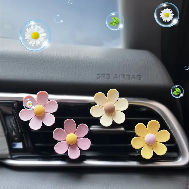 

4pcs Car Air Vent Clip Aromatherapy Cute Cartoon Flowers Shape Car Air Freshener Fragrance Diffuser Car Interior Decorations Ac
