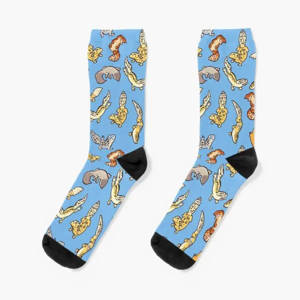 

Chub Geckos In Blue Crew Socks Cartoon Unisex Short Breathable Cotton Pattern Comfortable Sports Black Girls Cute Best Funny