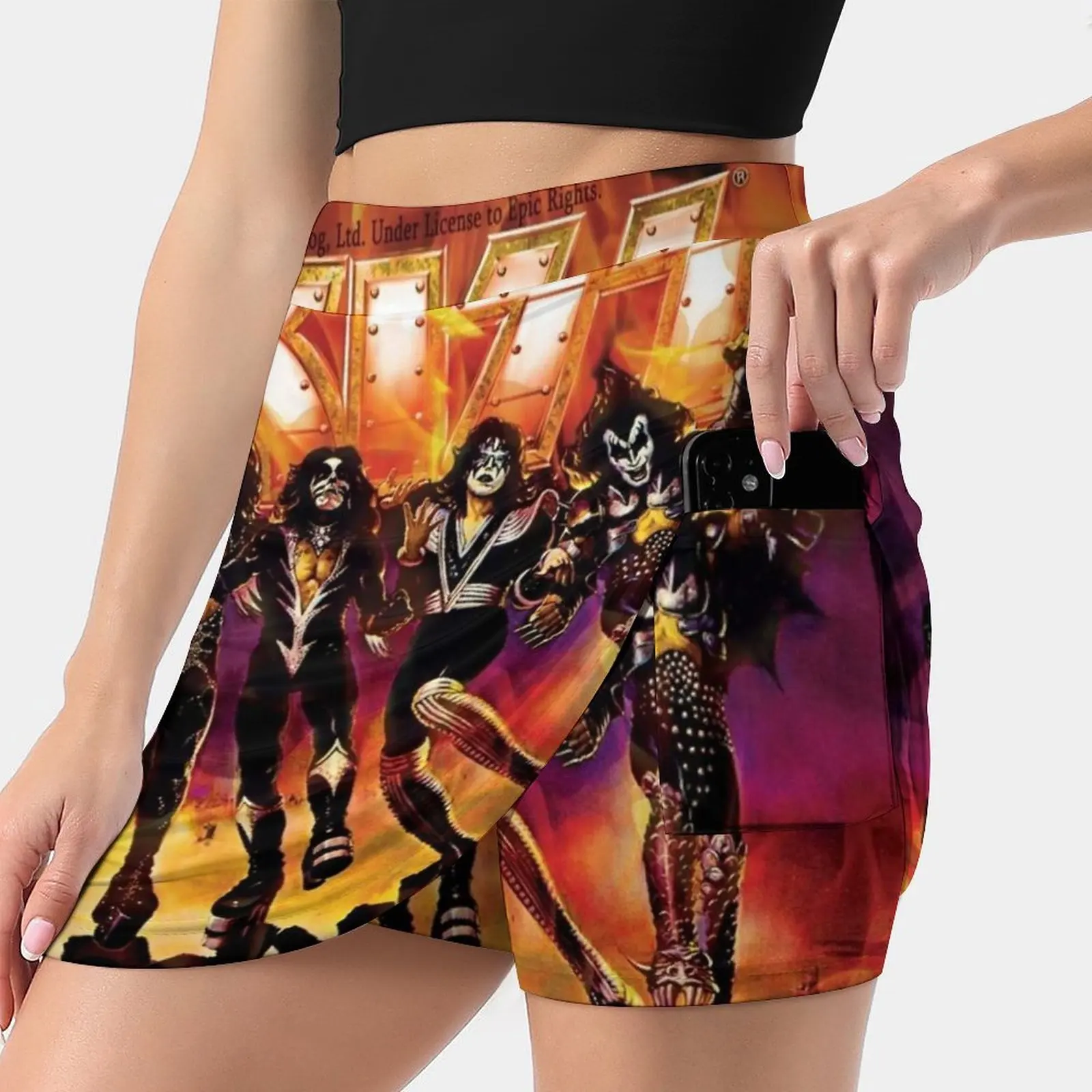 

Футболка Kiss The Band, Женская юбка со скрытым карманом, теннисная юбка для гольфа, юбки для бадминтона, юбки для бега Kiss Fan Art