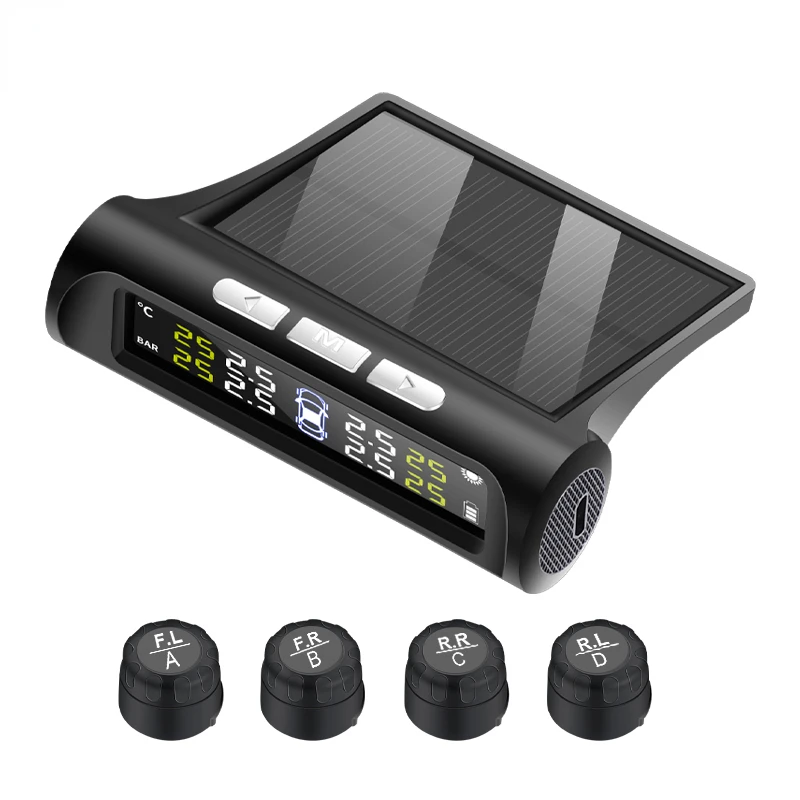 

Автомобильные аксессуары, цифровой ЖК-дисплей на солнечной батарее TPMS с 4 внешними датчиками, комплект для диагностики шин