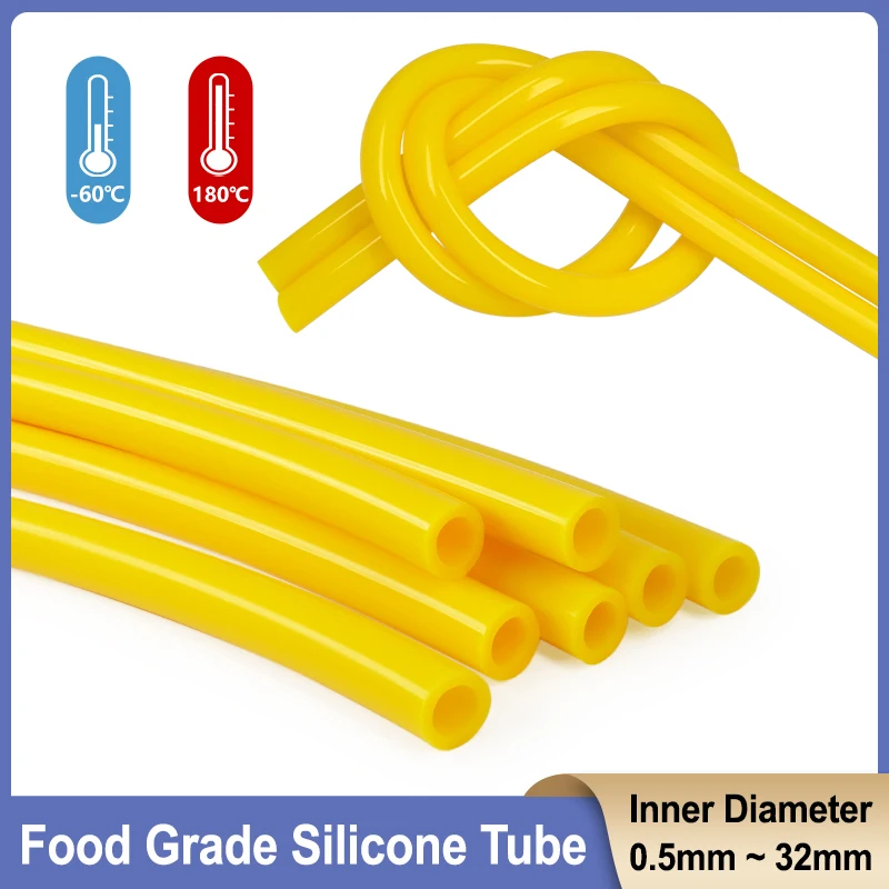

ID 0,5 мм ~ 32 мм Желтый пищевой силиконовый шланг Гибкий нетоксичный, устойчивый к высоким температурам разъем для питьевой воды Труба для напитков