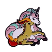 magic rainbow unicorn and flamingo television brooches badge for bag lapel pin buckle jewelry gift for friends