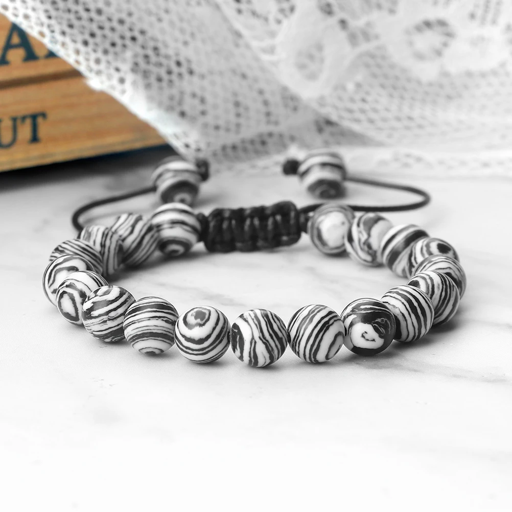 Регулируемый 8 мм натуральный малахитовый камень бусины браслет и для женщин