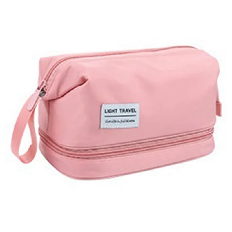 

1 Piece Wash Pouch Women Double Wash Bag Business Travel Cosmetic Organizer Pink