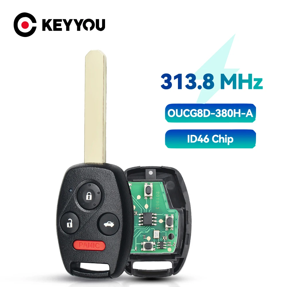 Ключ дистанционного управления KEYYOU 3 + 1 4 кнопки 313 8 МГц OUCG8D-380H-A с чипом ID46 для Honda