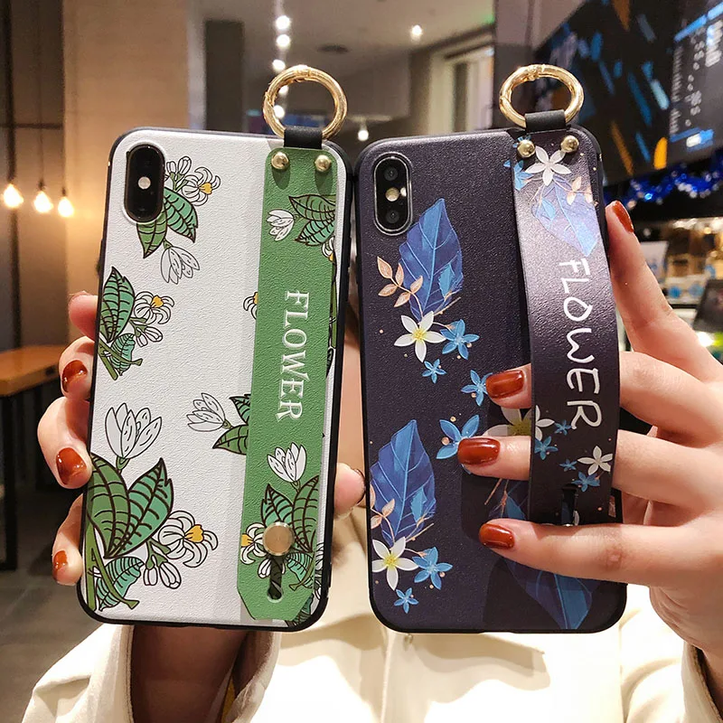 

Fashion Floral Wrist Strap Holder Case for Samsung S20 FE A21S S8 S9 S10 Lite Note 20 Ultra 10 A51 A71 A31 A41 A50 70 M51 A20S