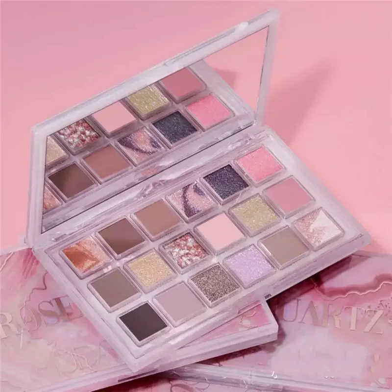 

NEW2023 Hudamoji 18 Colors Rose Eyeshadow Palette INS Pearly Matte Shimmer Eye Shadow Long Lasting Glitter Pigments Cosmetics Ma
