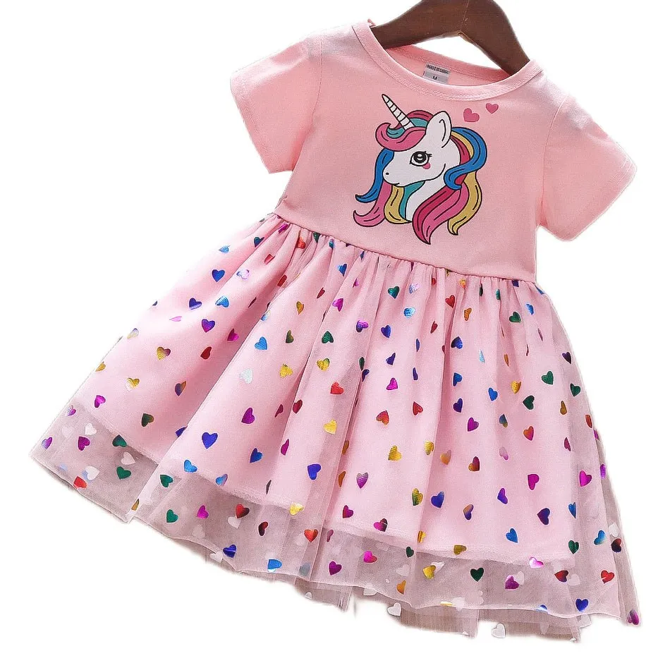 

Children T Shirt Dress Unicorn Birthday Dress Girls School Clothes Kids Crewneck Pullover Princess Skater Dress 2-6 Years