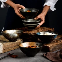280ml korean ceramic bowl soup bowl creative hand drawing japanese rice bowl dinnerware 4 5 inch horn rice bowls