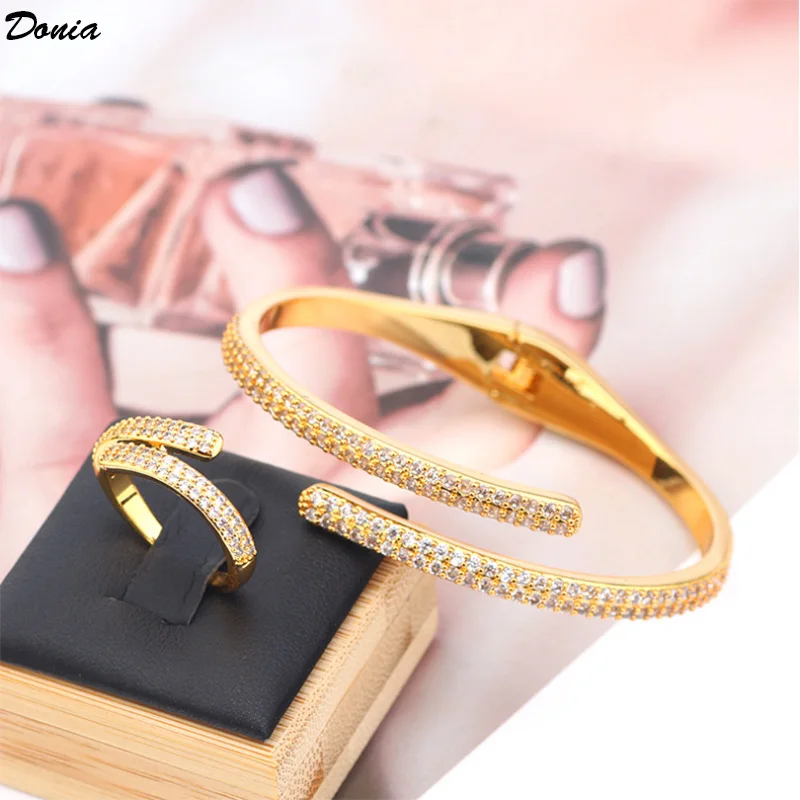 

Donia Jewelry New fashion open bracelet ring set luxury micro-inlaid AAA zircon Joker temperament girl bracelet ring accessories