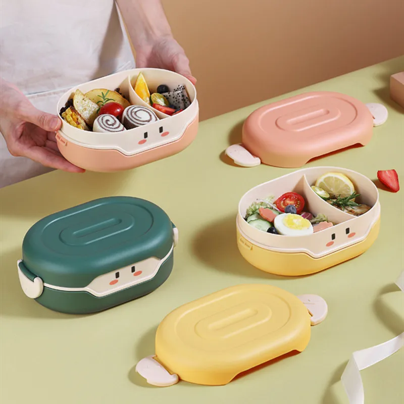 

780ml Kawaii Lunch Box Double Student Bento Box Microwave Boxes Food Storage with Independent Box Cute for Camping Storage Box