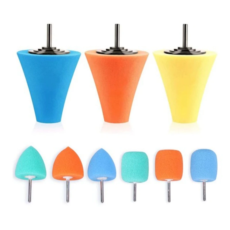 

9PCS 1/4Inch Shank Sponge Buffing &Polishing Cone For Automotive Car Wheel Hub Care,Metal Polish Buffing Polishing Ball