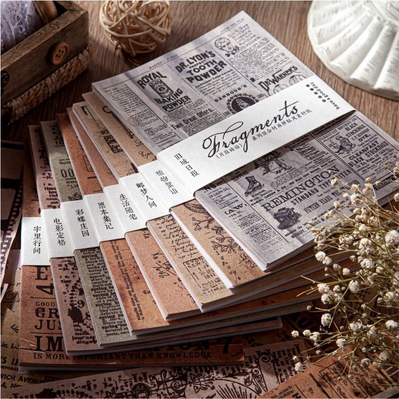 

Винтажные старые новости, бумажные растения, материал, бумажный декор, скрапбукинг, дневник, альбом, этикетка, нежелательный журнал, планиро...