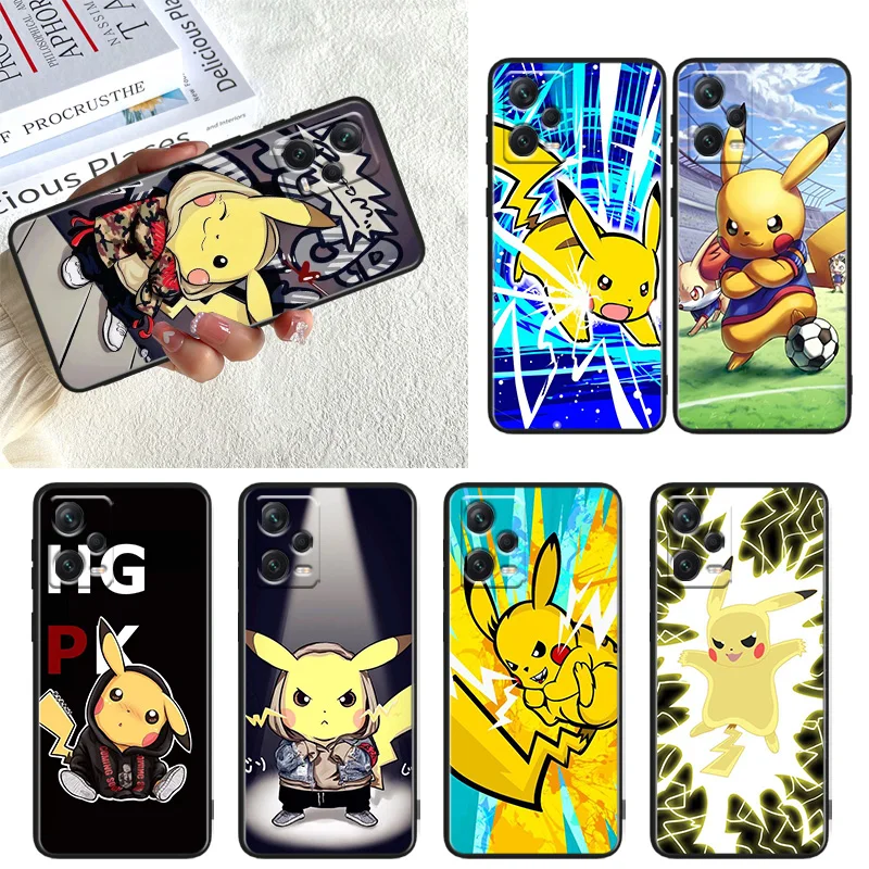 

Pikachu Anime Phone Case For Xiaomi Redmi Note 11E 11T 11S 10T 10S 9S 9T 8T 7 Pro Plus Lite Max Black Cover