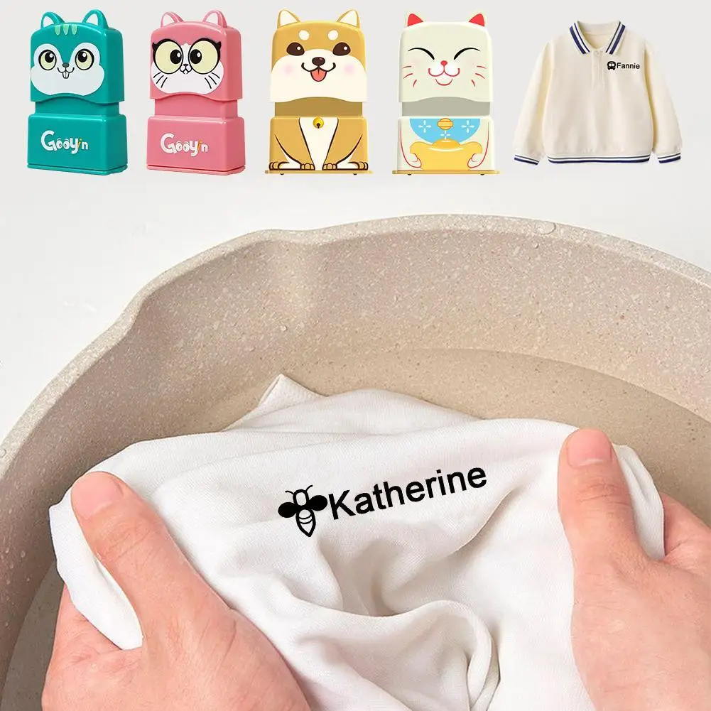 

Черные/красные/синие чернила пользовательский Имя штамп детская одежда учителя симпатичный DIY персонализированный имя печать для одежды детский сад