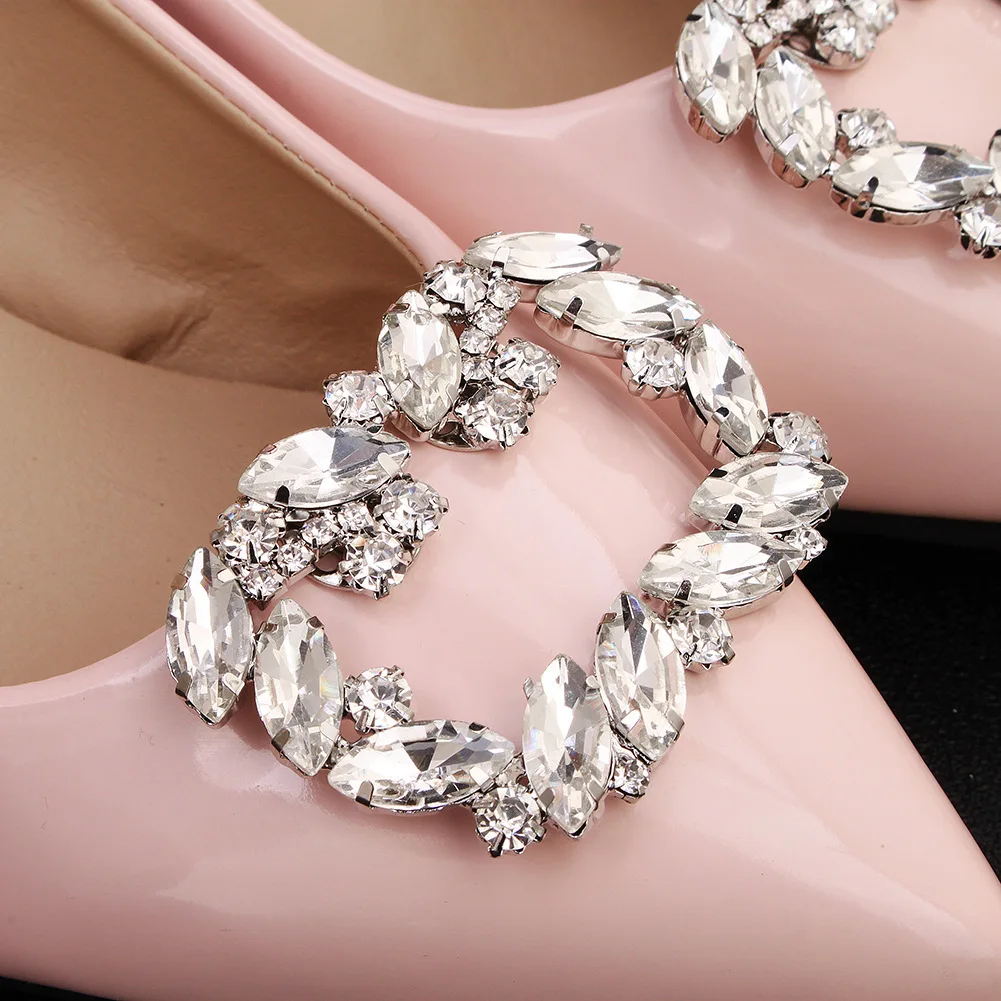 6PCS Shoe Clip Bride's Shoe Decoration Shoe Flower Charm Rhinestone Buckle Detachable Fashion Women's Shoe Accessories